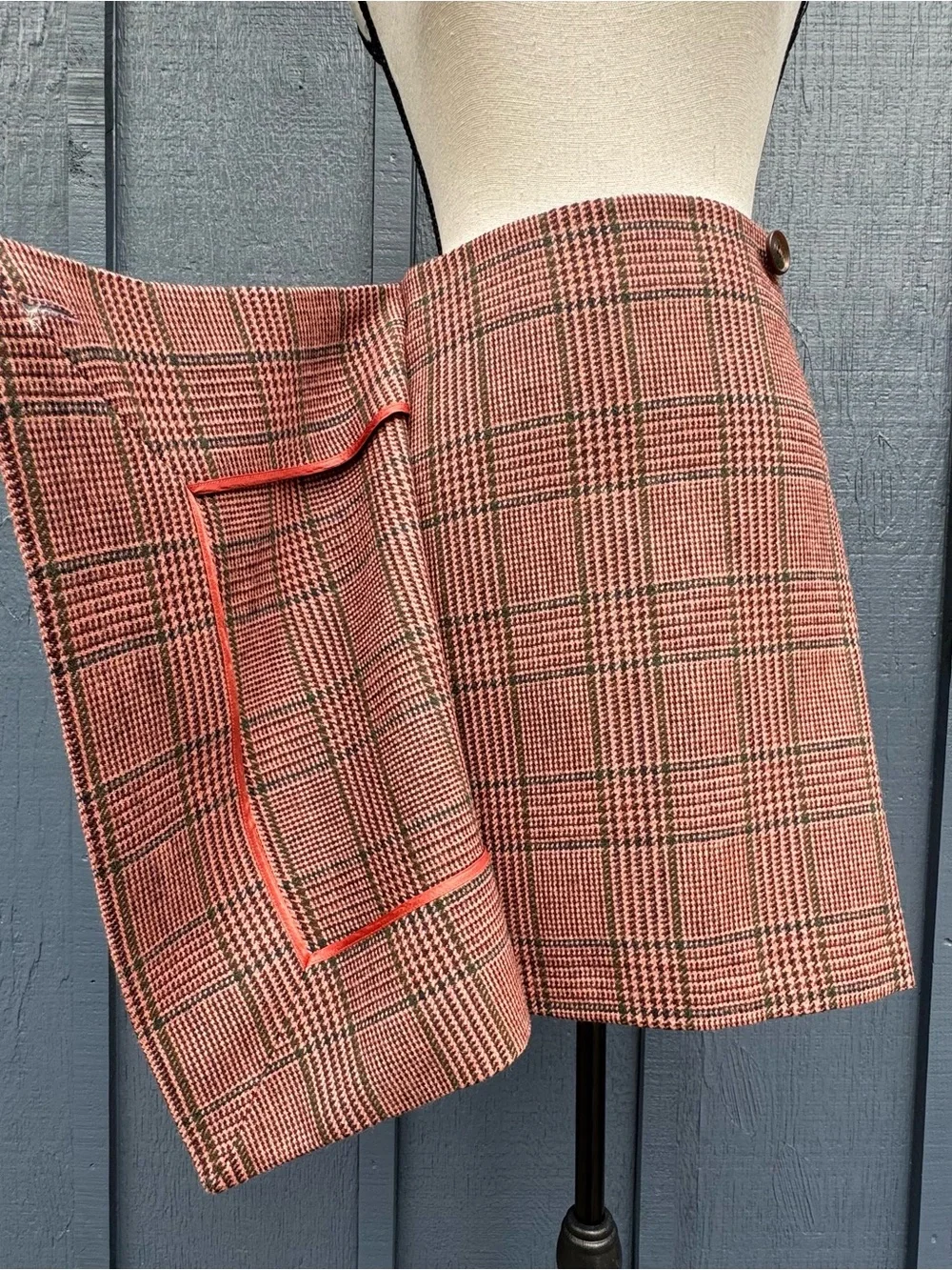 Walker Slater Kim Scottish Wool Tweed Plaid Wrap A-Line Mini Skirt UK 6 US 2